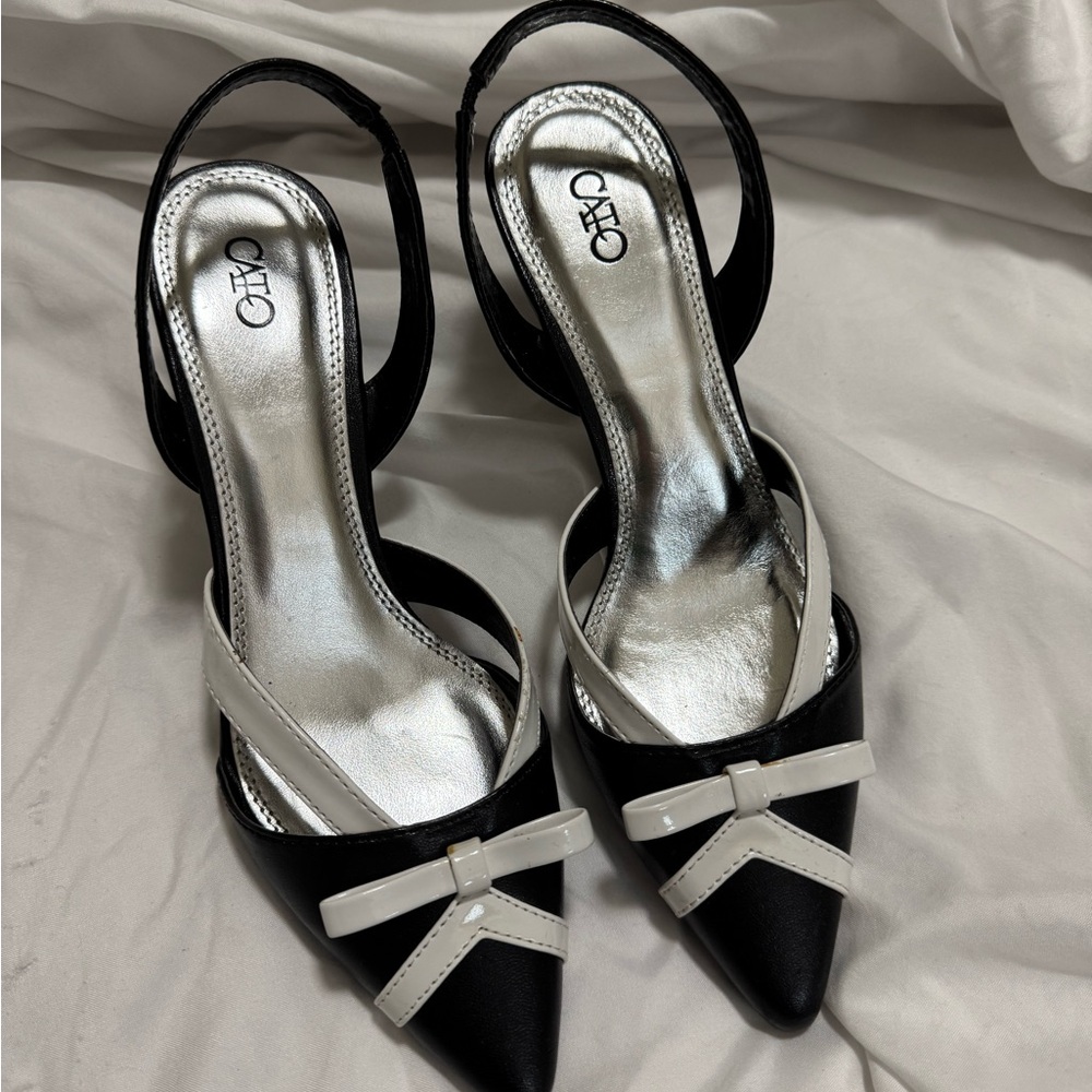 Cato Black & White Slingback Heels – New Two‑Tone Women’s Shoes